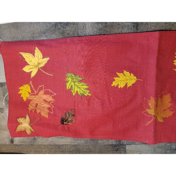 Red leaf leaves Fall autumn table runner decor - Picture 2 of 4